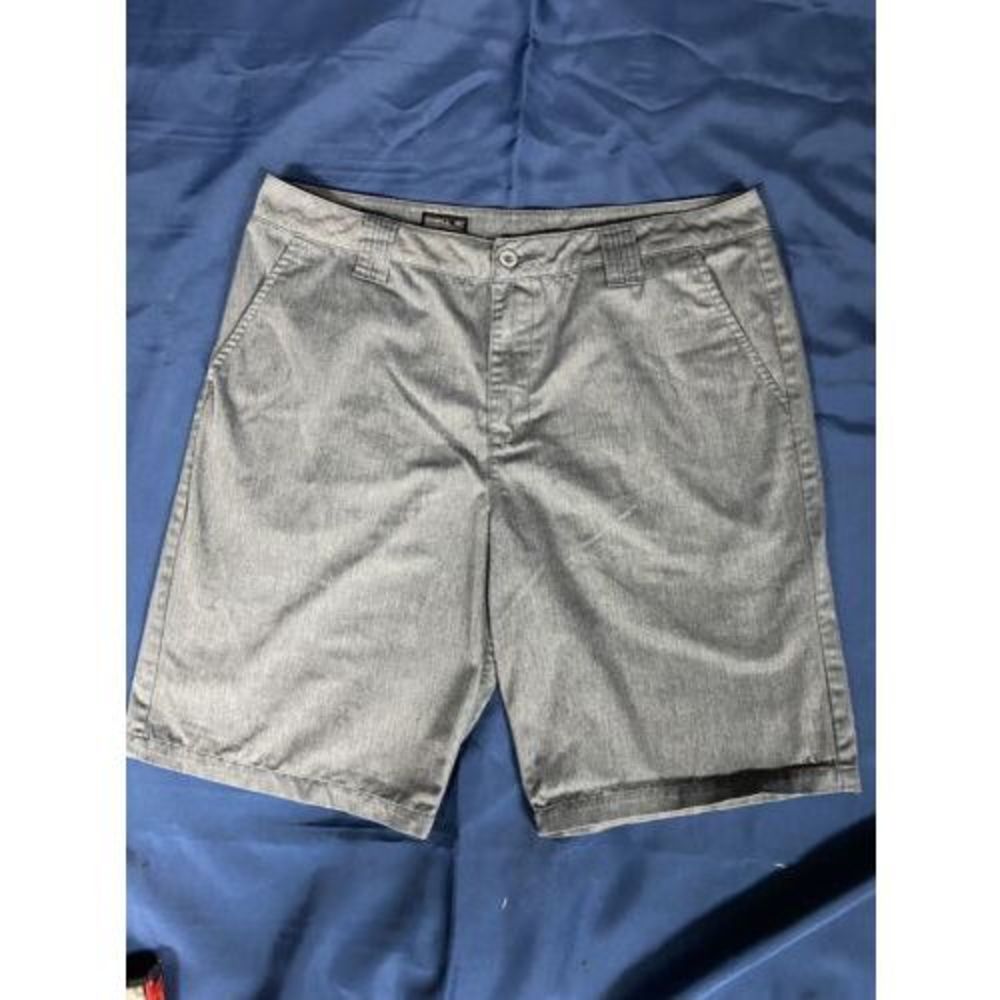 O’neill Men's 36 Shorts Light Gray Flat Front Relaxed Fit Interior Print